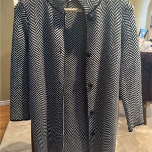 Gio and Gio Black and White Herringbone Coat women’s medium